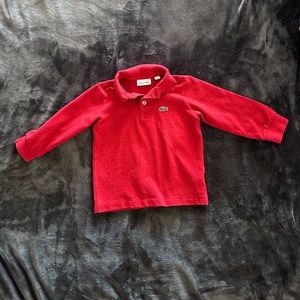 Boys Red Long-sleeved Lacoste Polo